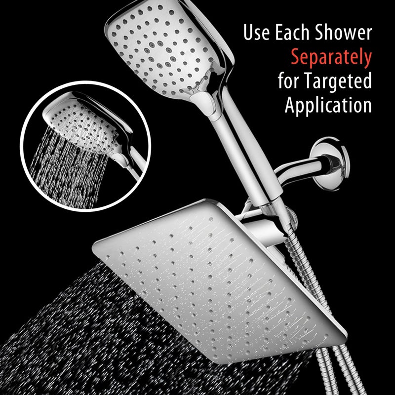 Hotel Spa HotelSpa 10.5-in Rain Shower Head/Handheld Combo. Convenient Push-Button Flow Control Button for easy one-handed operation. Switch flow settings with the same hand! Low-Reach Bracket included - Image 5